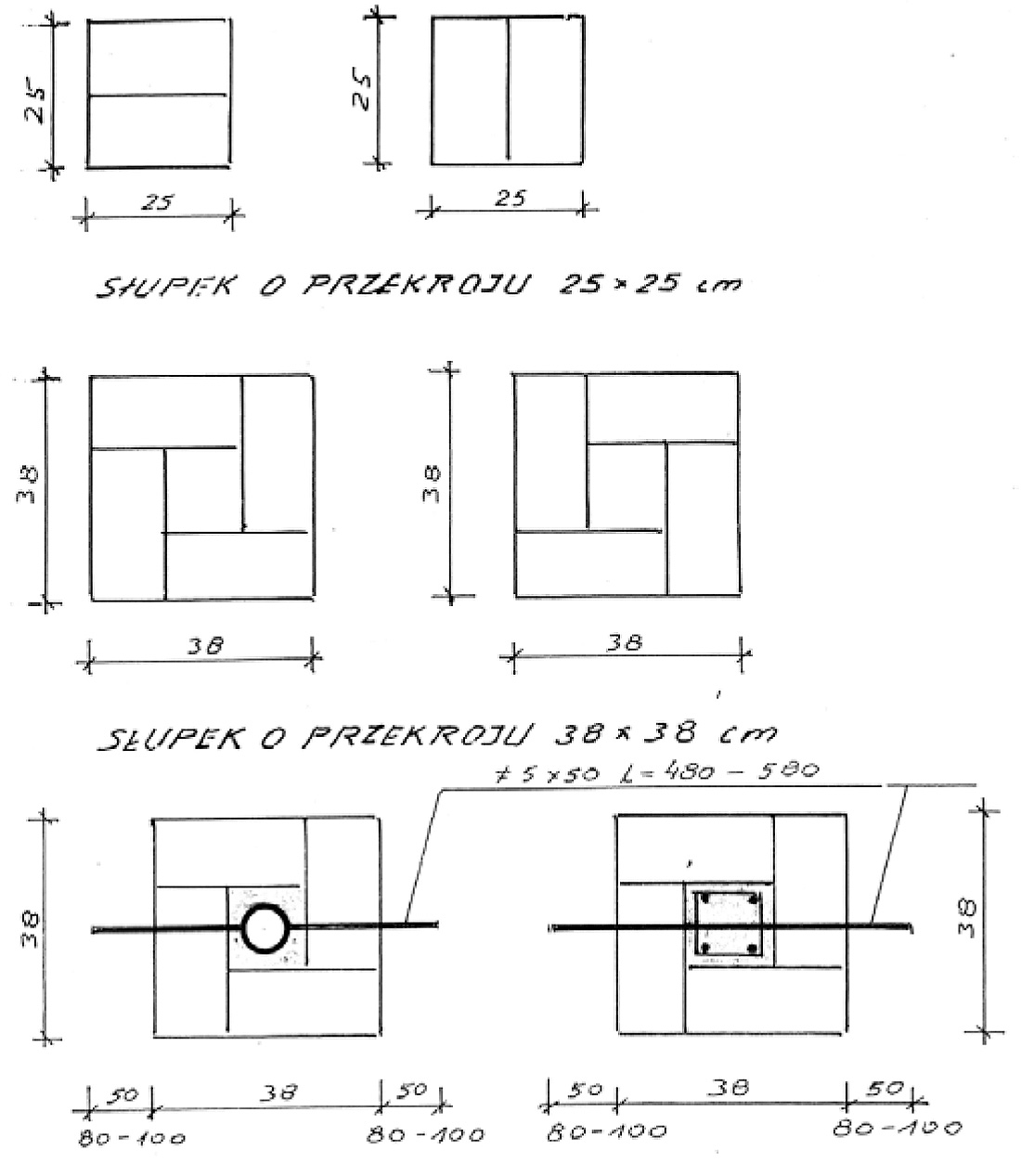 Rys. 4. Konstrukcja słupków murowanych